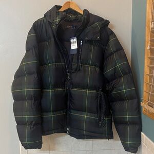 Polo by Ralph Lauren Men's Tartan Blue and Green Plaid Puffer Jacket size XXL